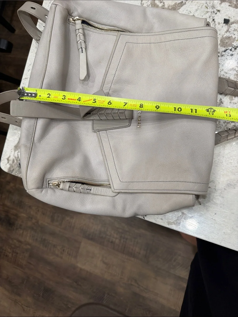 Cole Haan Light greyLeather Backpack with Braided Accents